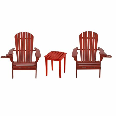 W UNLIMITED 35 x 32 x 28 in. 2 Foldable Chair with Cup Holder & 1 End Table, Red SW2136RDSET3